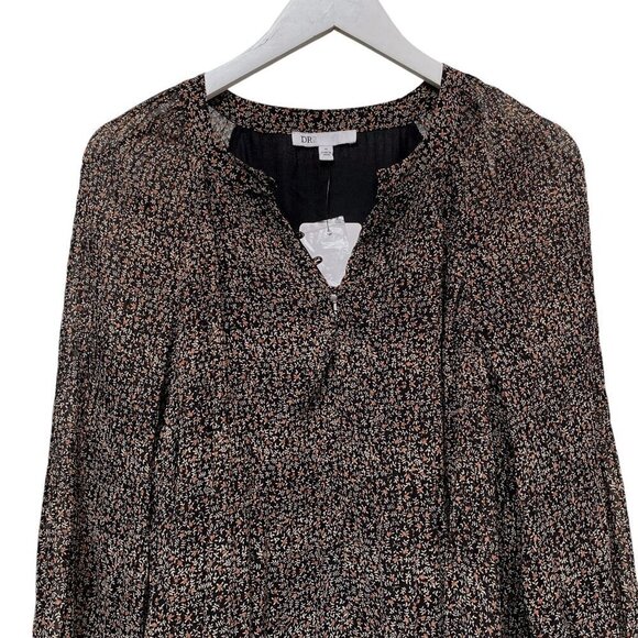 DR2 by Daniel Rainn Top Size Medium Womens Floral Peasant Blouse Black NWT - Picture 2 of 10